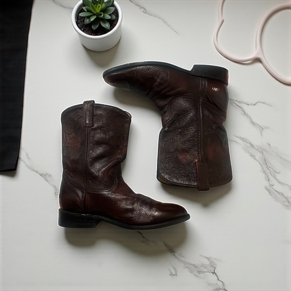 Ben Miller Men's Dark Brown Leather Cowboy Boots, Classic Style, Size 12 EE - Picture 5 of 8